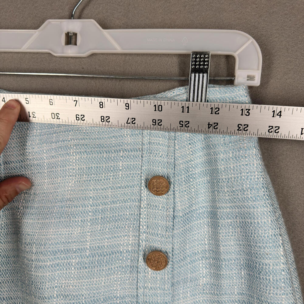 Love‎ Bonito Light Blue Button-Front Bevelyn Textured Column Midi Skirt Sz 4 - Picture 7 of 8